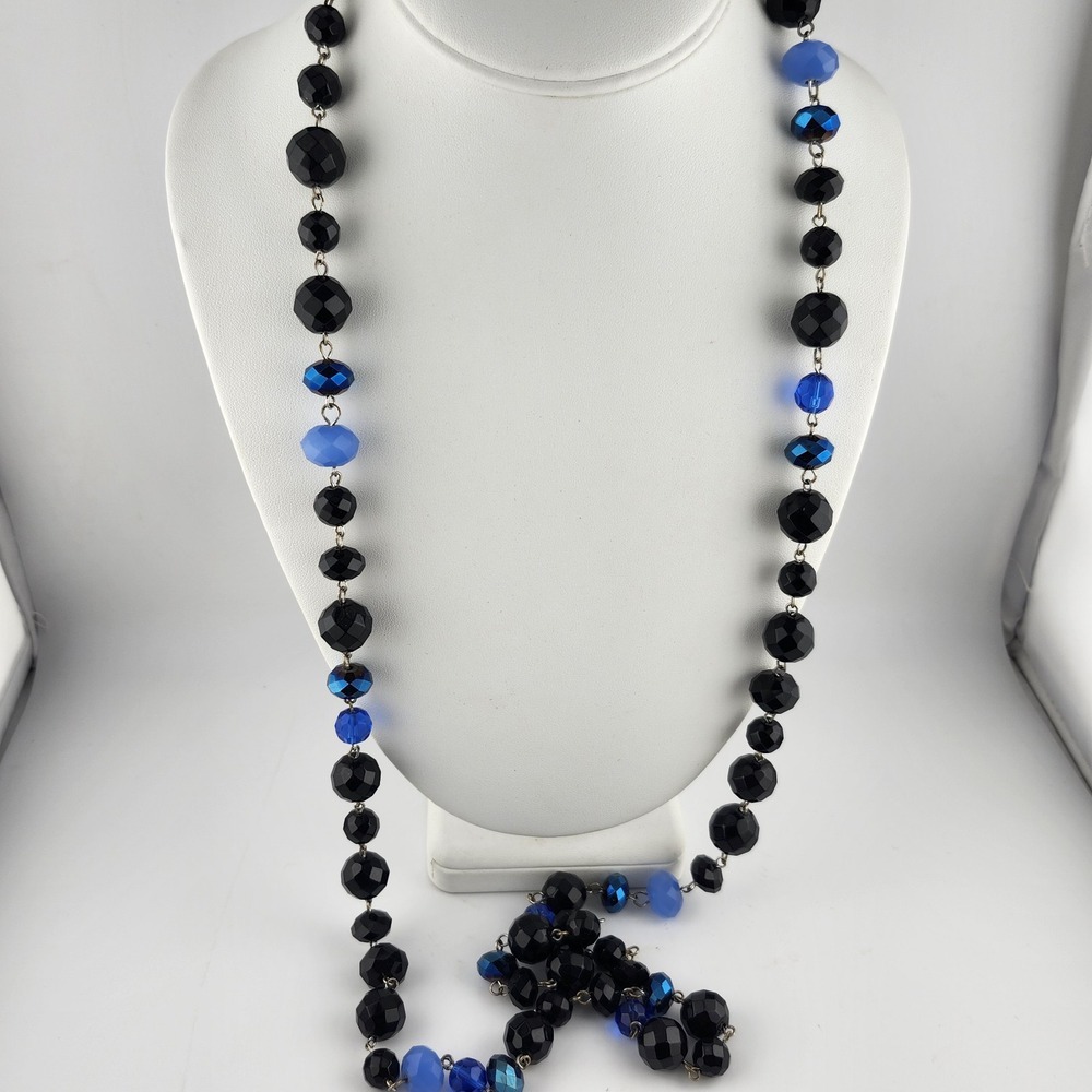 White House Black‎ Market Glass Bead Long Necklace Black Blue